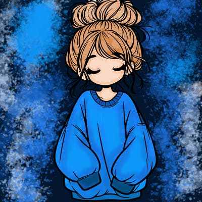 girl with baggy sweatshirt and messy bun