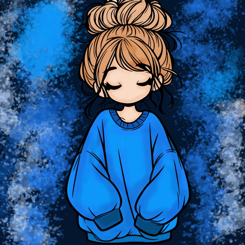 girl with baggy sweatshirt and messy bun