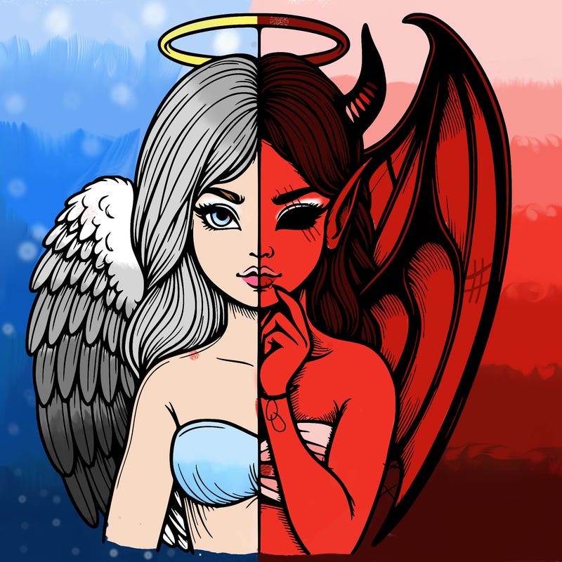 realistic angel half demon