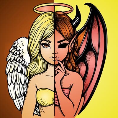 realistic angel half demon