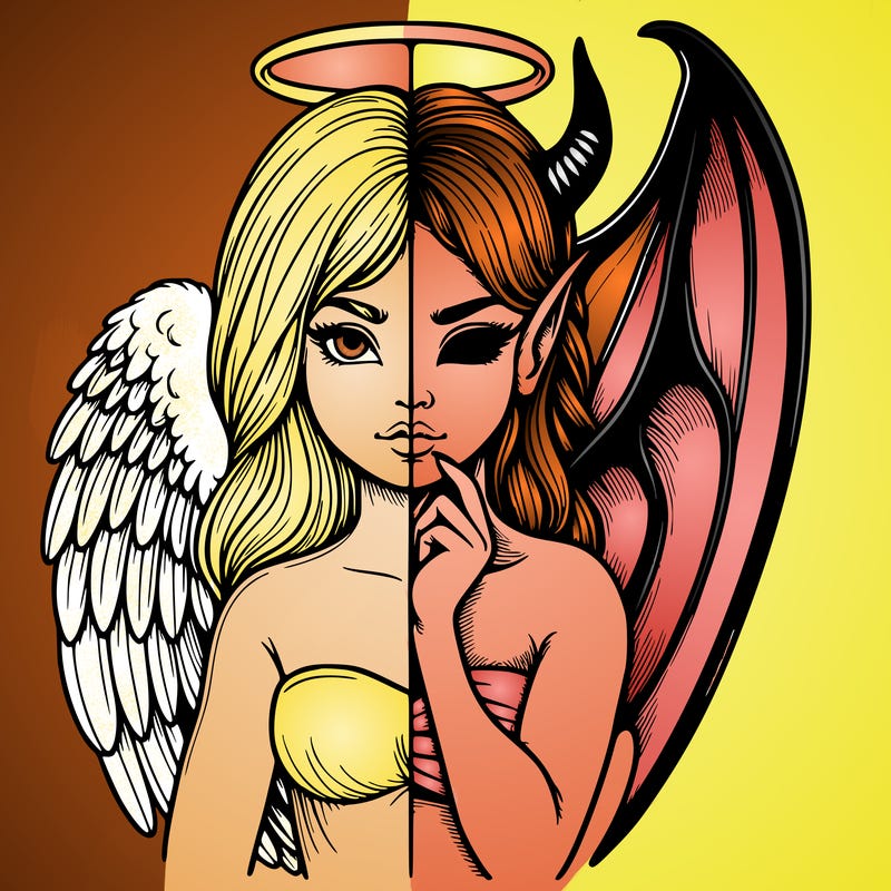 realistic angel half demon