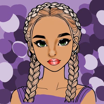 realistic girl with braids