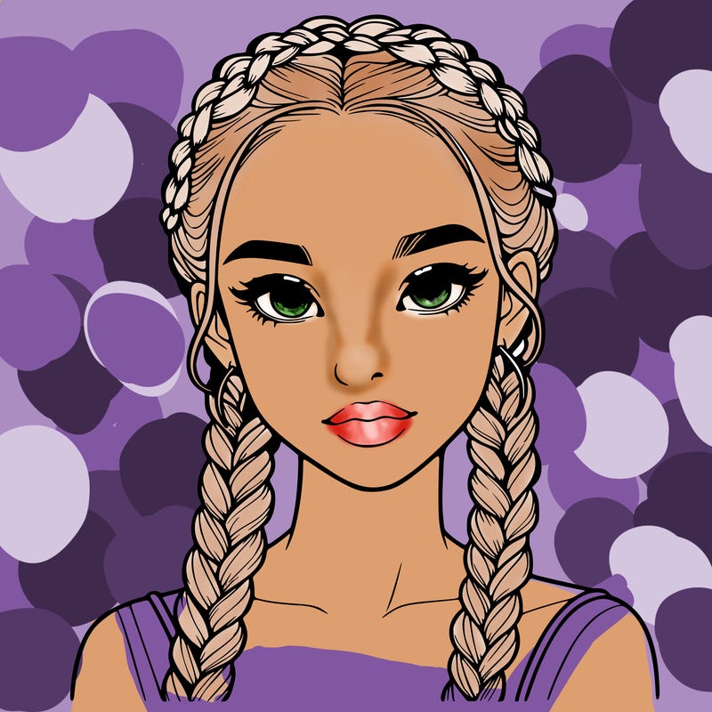 realistic girl with braids