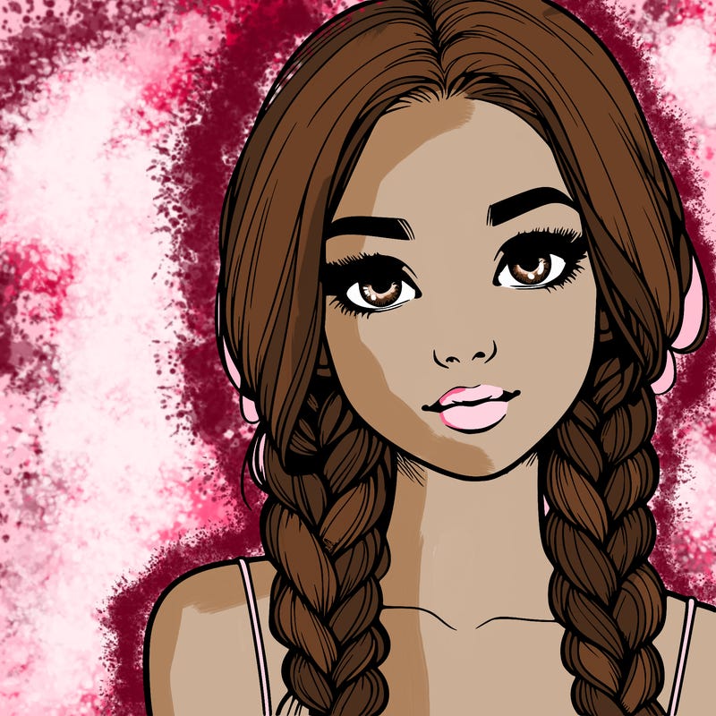 realistic girl with braids