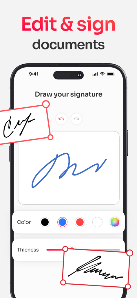 PDF Scanner. Scan Document - Interface de assinatura digital no aplicativo de scanner PDF para assinar documentos em um telefone