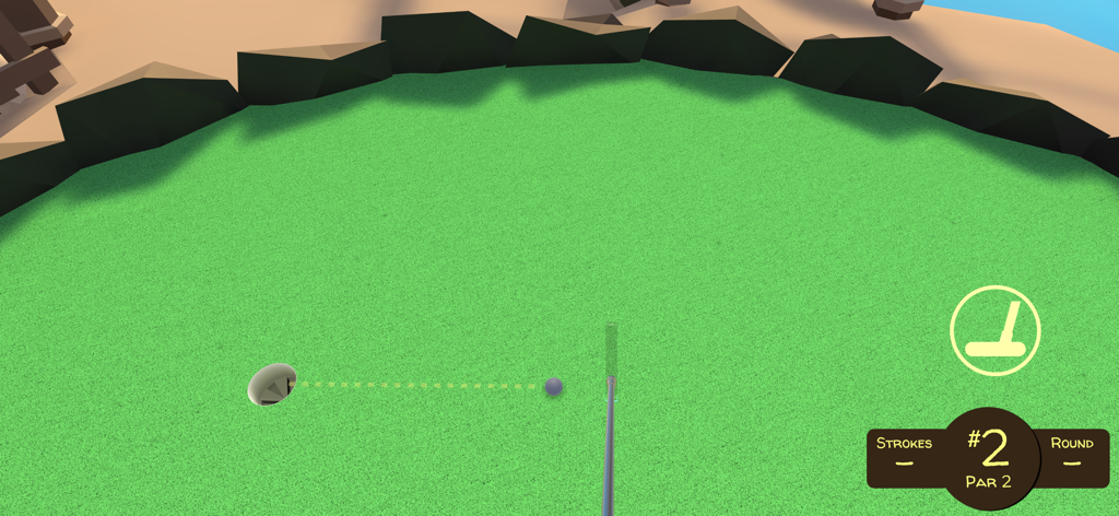 Walkabout Mini Golf - Jugabilidad de Walkabout Mini Golf Pocket Edition mostrando un green y una bola de golf