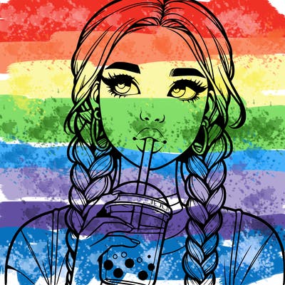 realistic girl with braided hair drinking boba