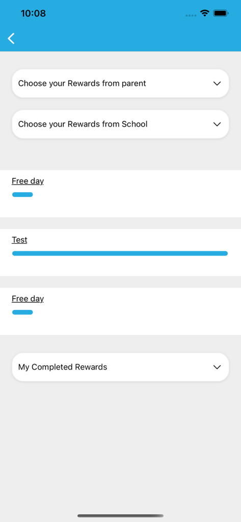 Sesame - Oberfläche der Sesam-App, die Schul- und Elternoptionen für Belohnungen für den Verhaltensfortschritt von Schülern zeigt.