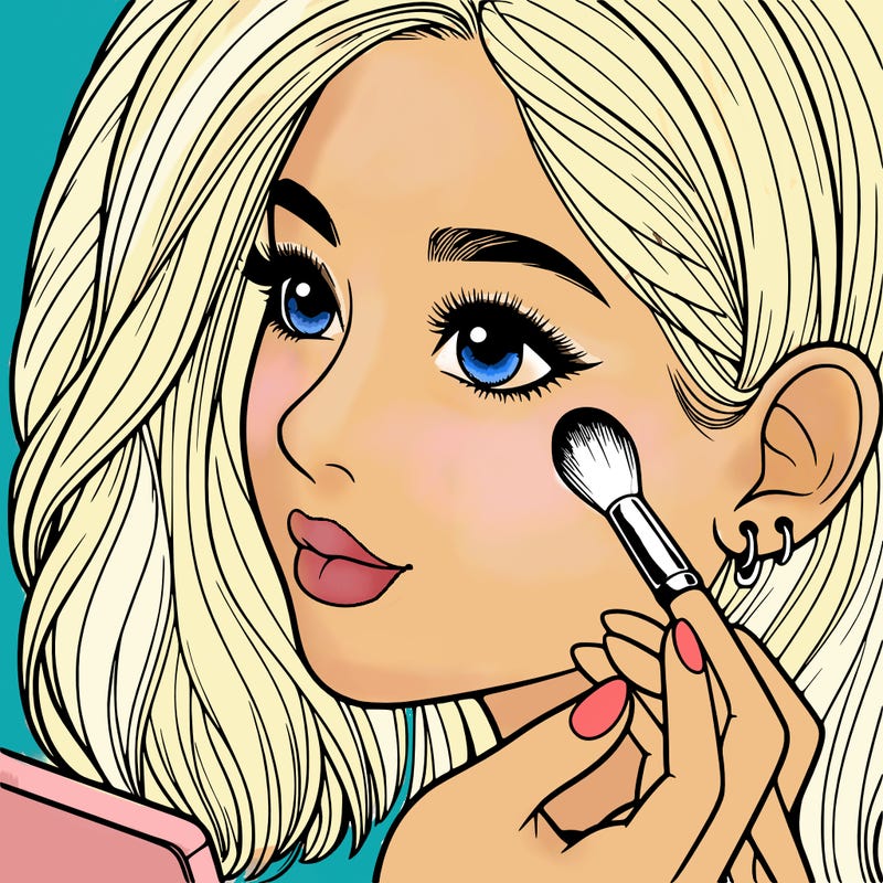 a realistic girl doing her makeup