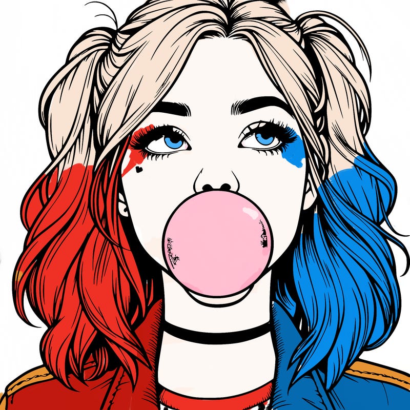 realististic girl blowing bubble -gum