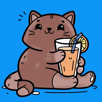 cat with orange juice