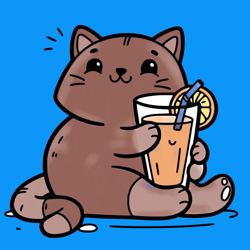 cat with orange juice