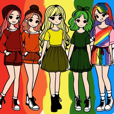 a group of five girls