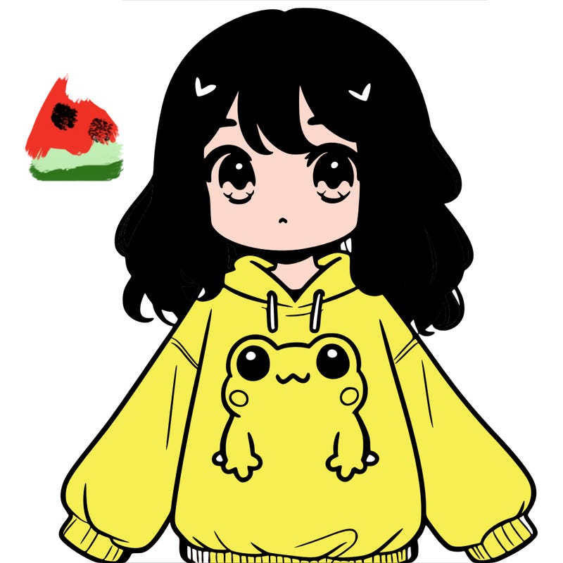 girl wearing frogging sweatshirt