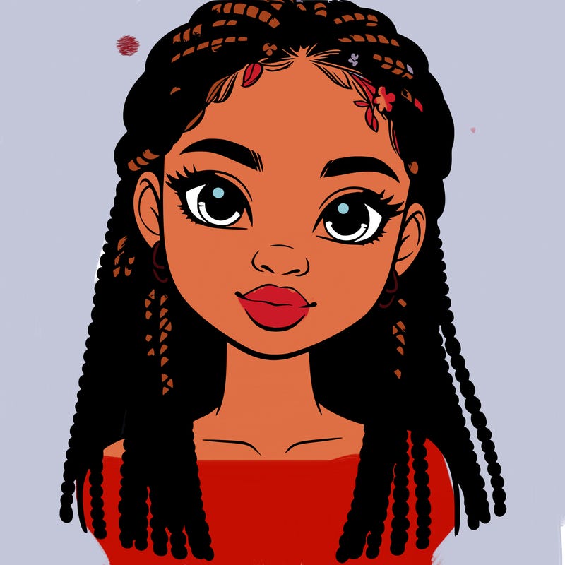 a realistic black girl with braids
