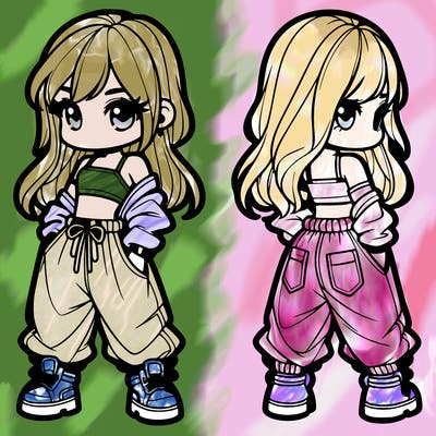 girl in crop top and baggy pants