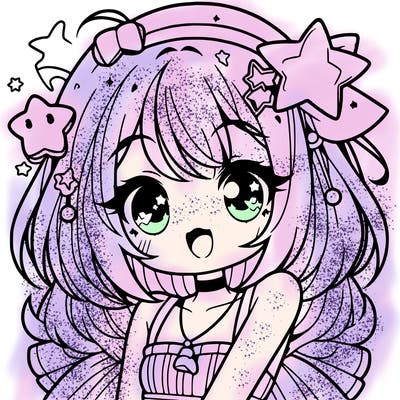 cute anime girl with star accessories