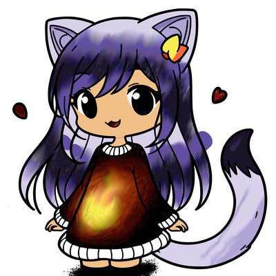 girl with cat ears and tail
