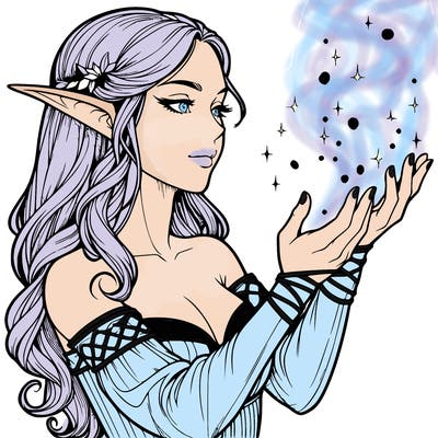 realistic elf girl doing magic