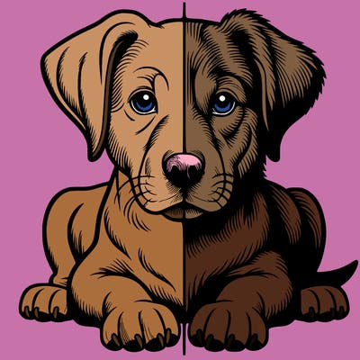 realistic dog split picture