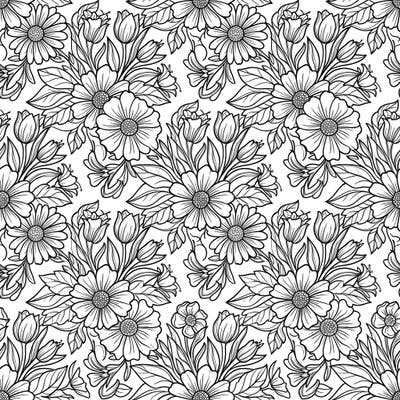 Explore a beautiful world of flowers with this engaging tessellation coloring page, specially designed for kids aged 4-8. Little hands will love bringing this intricate pattern of interlocking blooms to life with vibrant colors.