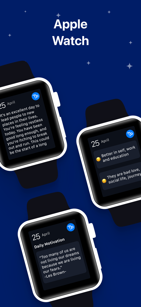 Horoscope & Astrology - Astro+ - Astroプラスアプリからの毎日の星占いとモチベーションの引用を表示する3つのApple Watchディスプレイ。