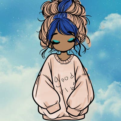 girl with baggy sweatshirt and messy bun