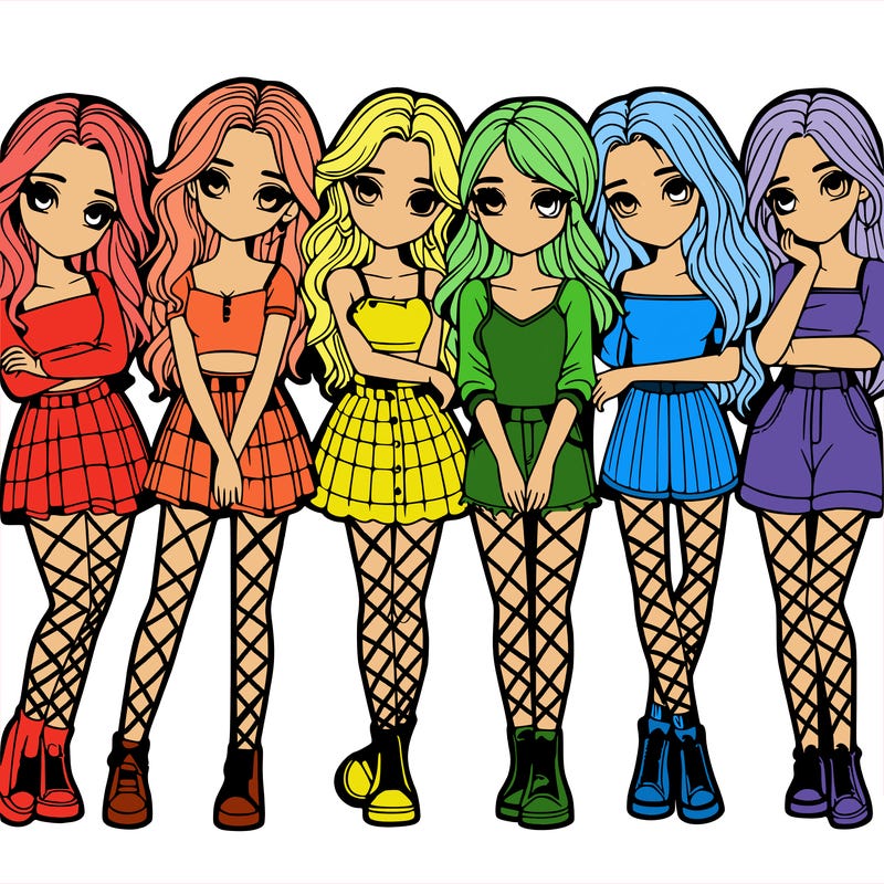 a group of girls realistic