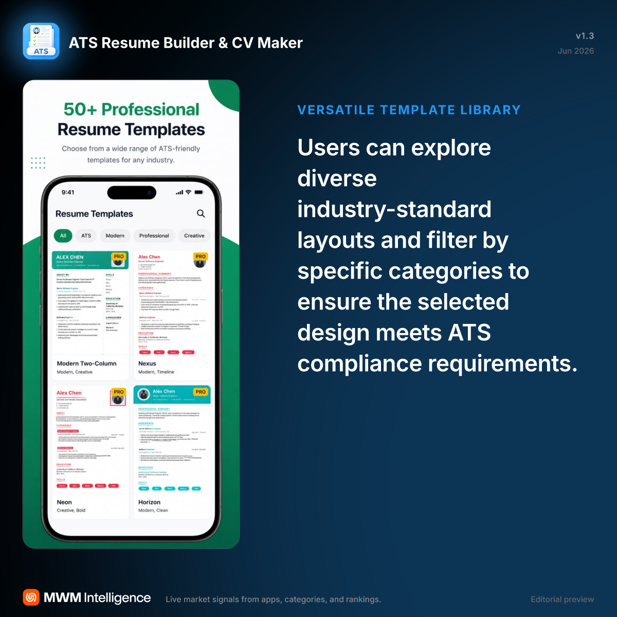 ATS Resume Builder & CV Maker - Productivity App | MWM