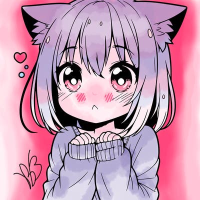 shy anime catgirl
