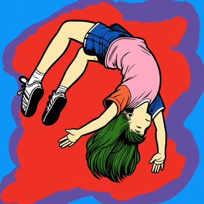 realistic girl doing a backflip