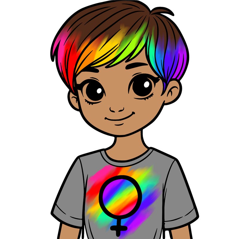 girl with pixie cut and feminist shirt