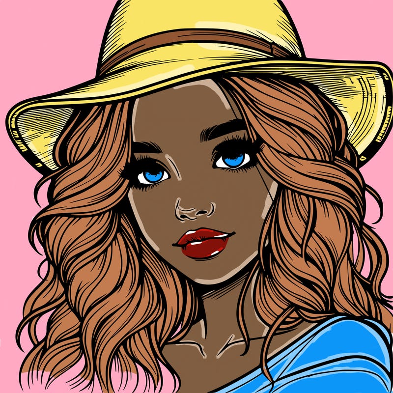 realistic girl with hat