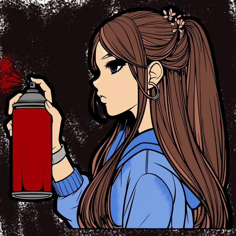 realistic girl spray painting