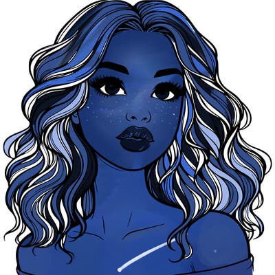 realistic girl with wavy hair and lips