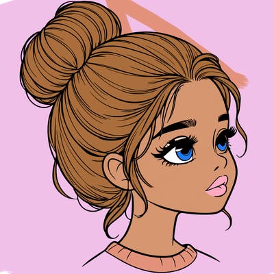 realistic girl with bun