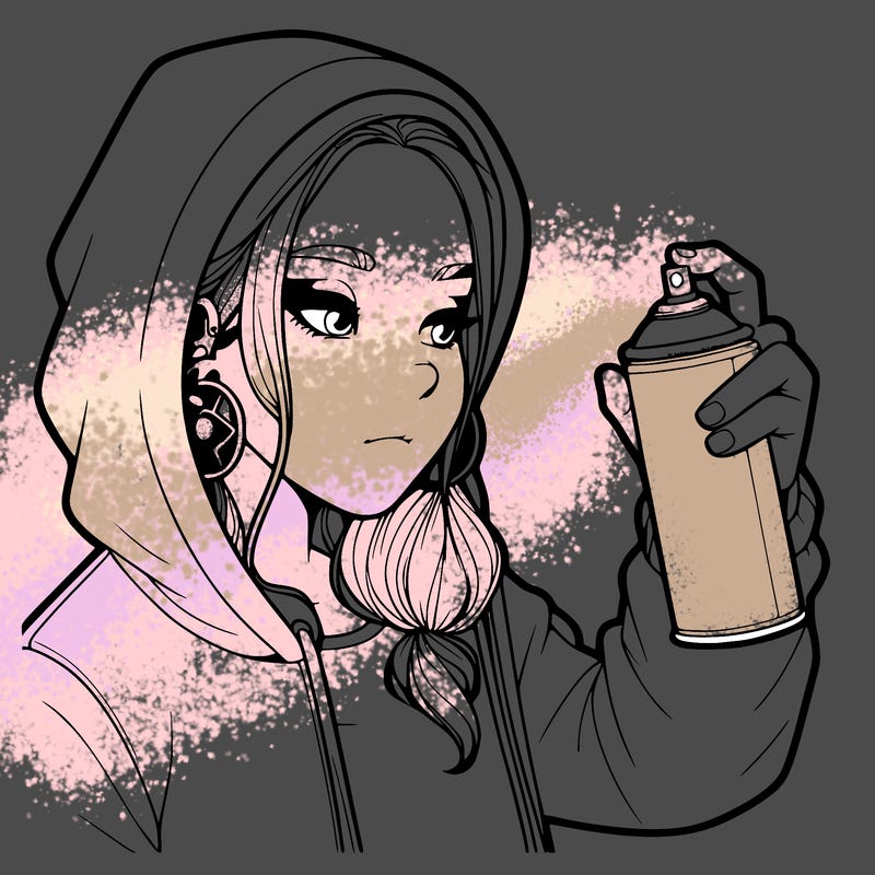 a realistic girl, spray painting