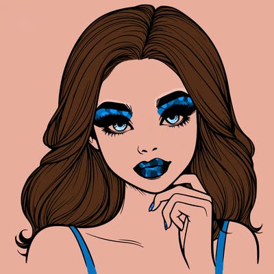 realistic girl with makeup pretty and freckles