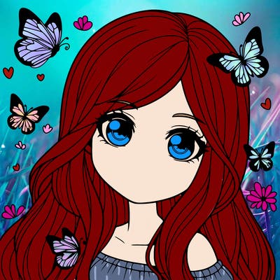 realistic girl with butterflies around her