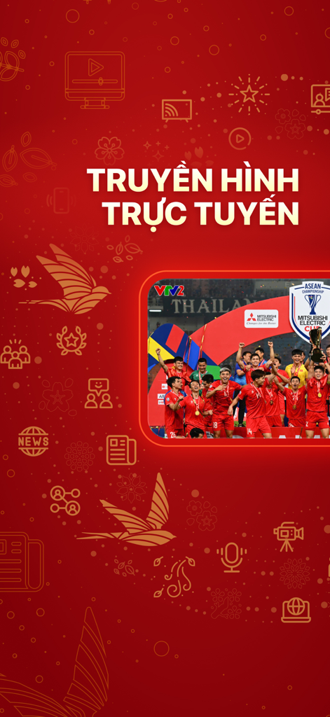 VTVcab ON - Giải trí bất tận - Benutzeroberfläche der VTVcab ON Mobile App mit Live-Online-TV und Sport-Streaming
