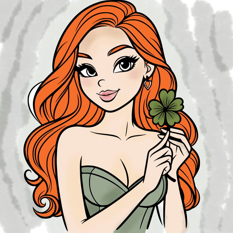 beautiful woman  carrying a clover