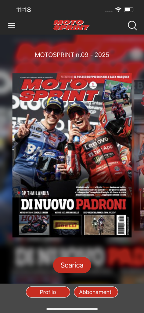 Digital magazine cover of Motosprint plus featuring Marc and Alex Marquez from the Thailand GP