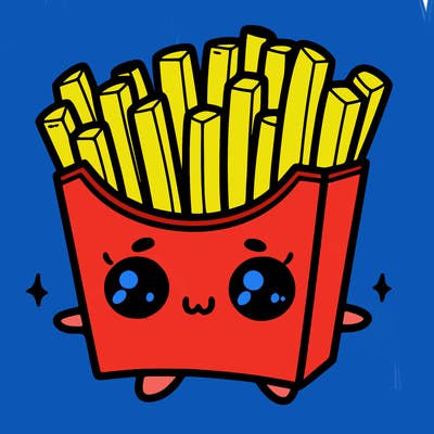 a cute. french fries