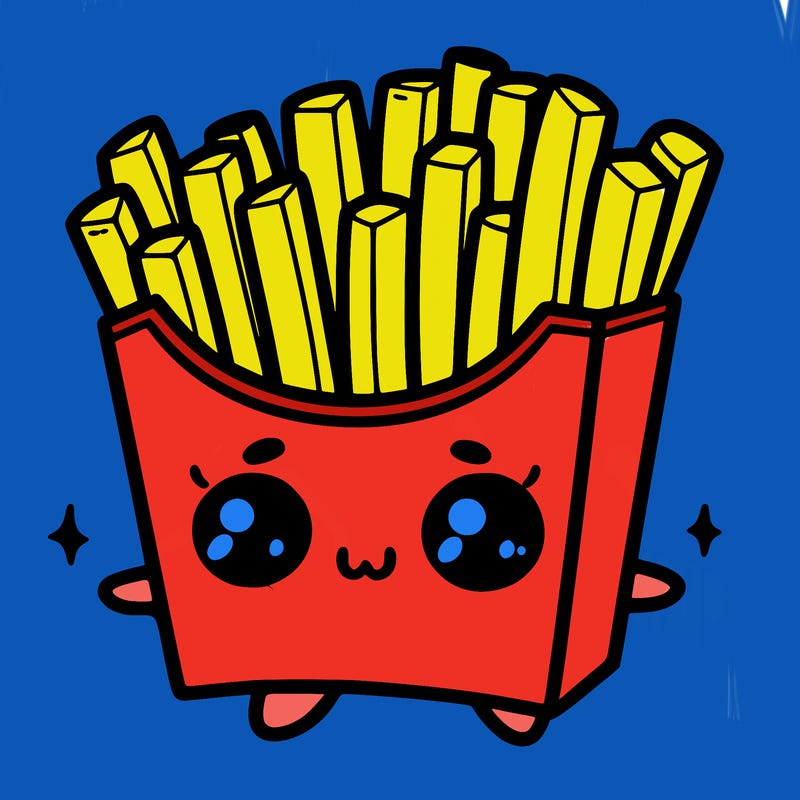 a cute. french fries