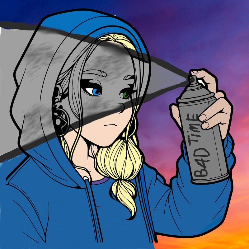 a realistic girl, spray painting