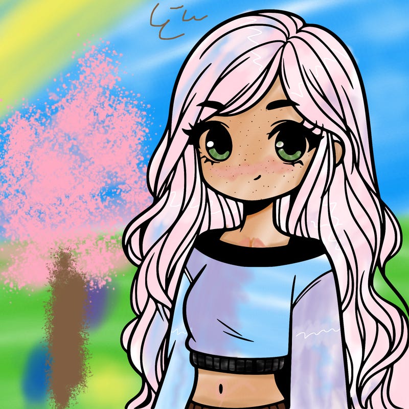 girl with long hair and a crop top with a sweater