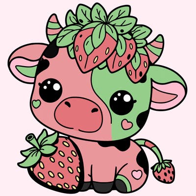 cute strawberry cow