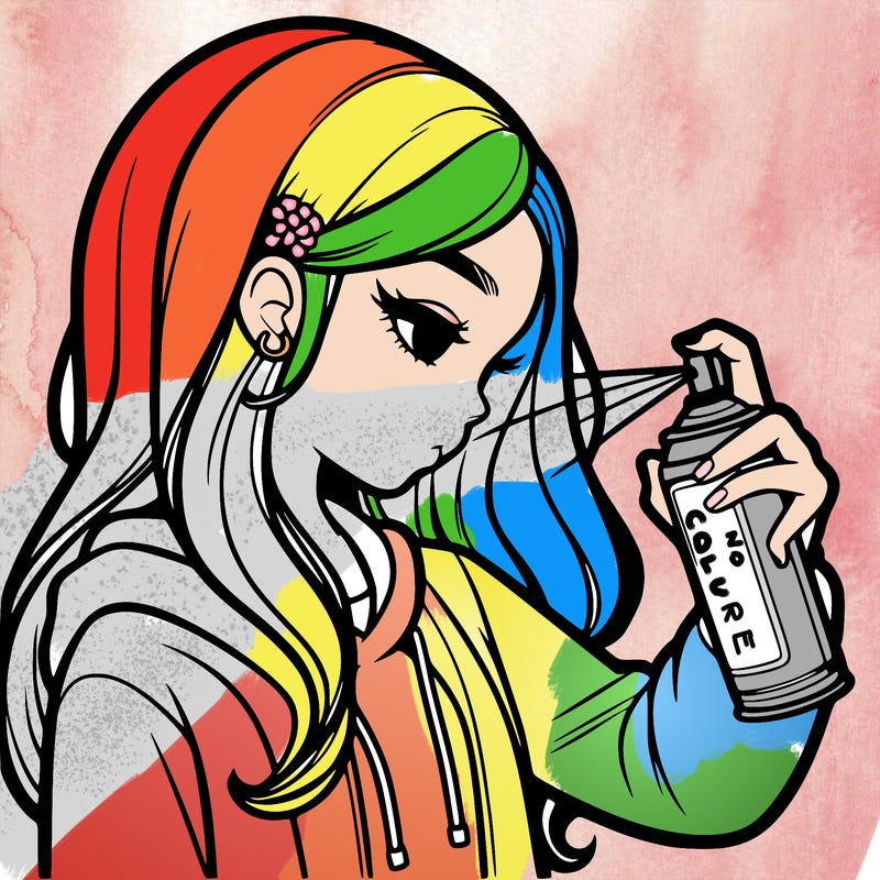 a realistic girl spray painting