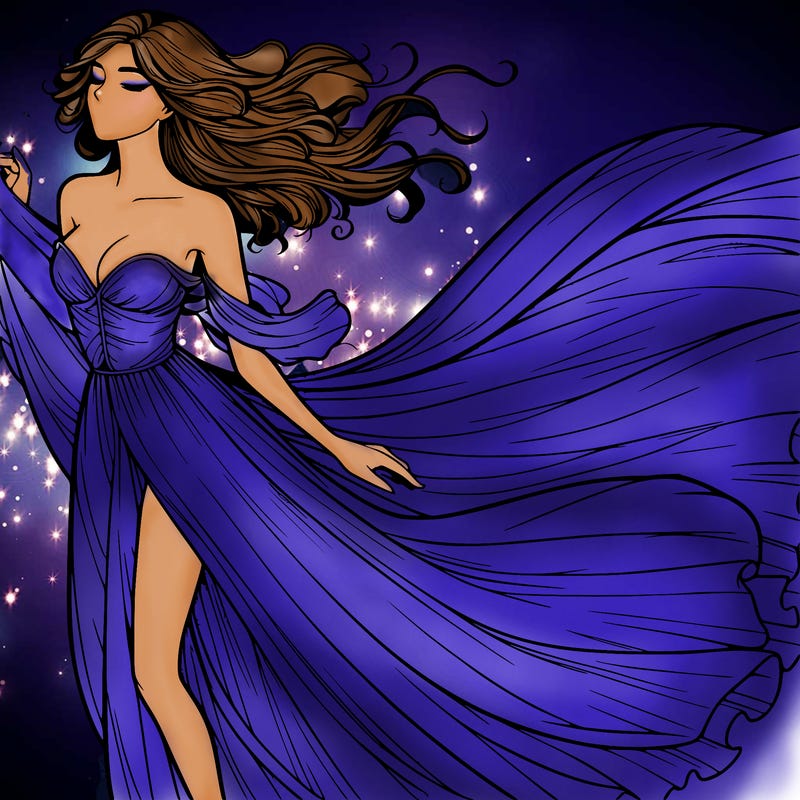 realistic woman in dress flowing the the wind