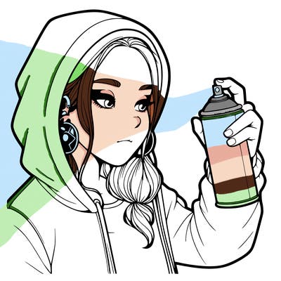 a realistic girl, spray painting